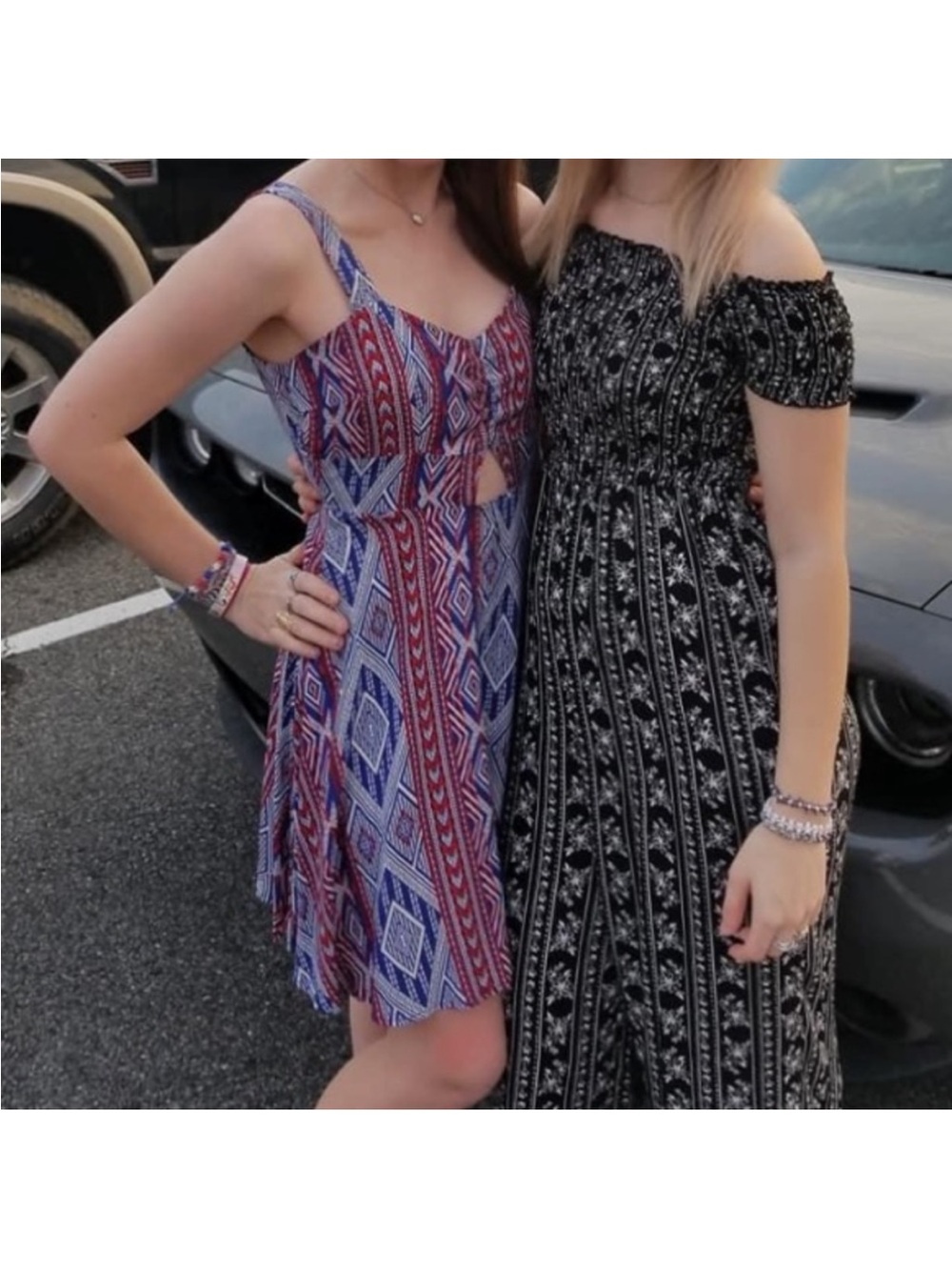 Rue21 Red and Blue Geometric Cutout Mini Dress